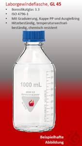Gewindeflaschen 100 ml, Grad. Borosilikat m. Schraubverschluss u. Ausgießring Laborgewindeflasche...