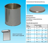 Eindrückdeckeleimer 20 Ltr. Weissblech blank, Ø 280/262, h 376 mm konisch, mit Deckel u Spannring...