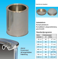 Patentdeckeleimer 3 Ltr. Weissblech blank, Ø 163, h 180 mm zylindrisch, mit Deckel  (Blecheimer,...
