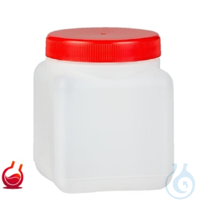 Vierkant-Weithalsflasche 500 ml m. rotem Schraubverschluss, HDPE