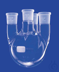 4-Hals Rondbodemkolf 250ml, centraal Huls NS29, 2x Huls NS14  recht en 1x Huls N 4-Hals...
