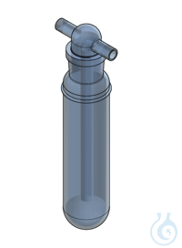 Gaswasfles met ronde bodem, NS29 uit buis 42 x 2,3mm. Totale lengte 200mm, compleet geleverd met...