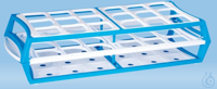 Reagenzglasgestell,  Material: PP, blau, Rastermaß: 6 x 3, (LxBxH): 295 x 114 x 65 mm, für 18...