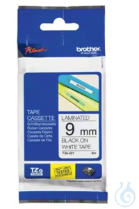 Schriftbandkasette 9mm, L=8 Meter, schwarz auf weiß, TZe-221, 60671244