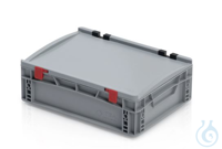 Transportbehälter Kunststoff mit Deckel, 400x300x135mm, stapelbar, Polypropylen, grau,...