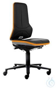 Arbeitsdrehstuhl mit Rollen, NEON, Farbe: schwarz & orange, Sitzbreite: 470 mm, 60800780...