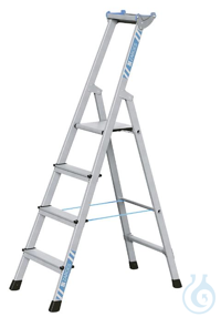 Stufenleiter, einseitig begehbar, Aluminium eloxiert, Aluminium mit Anti-Rutsch-Riffelung, mit...