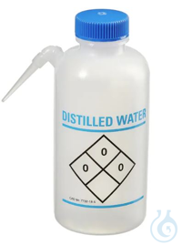 Spritzflasche Distillated Water, Waschflasche, 500ml, LD-PE, nicht autoklavierbar, Farbe: blau,...