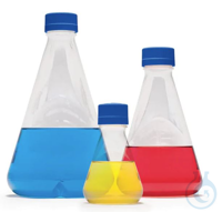 Erlenmeyerkolben, Schüttelkolben, 2000 ml, flach, mit Ventilkappe, PC, steril, autoklavierbar,...