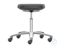 Labor-Arbeitshocker, bimos, Gestellfarbe: alusilber, mit Rollen Soft-Touch-PU, Fugenarm und...