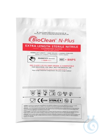 Handschuhe, Reinraum, steril, VE = 200 Paar  Reinraumhandschuhe, Größe 7,5, weiß, BioClean N-Plus...