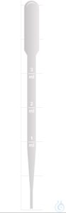 Pasteurpipetten, 3 ml, LDPE, VE = 500 St  Pasteurpipetten, LDPE 3 ml, graduiert, unsteril, Länge=...
