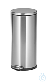 Treteimer aus Edelstahl, rund, 30 Liter  Treteimer aus Edelstahl, rund, 30 Liter Volumen,...