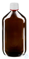 Medizinflasche braun mit Vers. weiß, 1l  1000 ml Euro-Medizinflasche mit weiss/rotem...