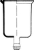 Flat-flange beaker, DN 150, 3000 ml, with bottom drain, ball S 40/25, 184 x 154 x 265 mm