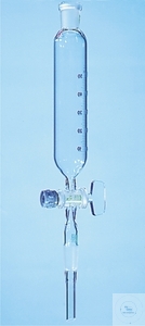 Tropftrichter, zylindrisch, graduiert, Ventilhahn m. PTFE-Ventilspindel, 100:2 ml, K + H NS...