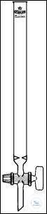 Chromatographic-columns, 190 ml, ST-stopcock, w. valve and PTFE-valve plug, 20 x 600 mm, bore 2,5 mm