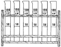 Holzgestell für 6 Zylinder niedere Form Holzgestelle f. Colorimeterzylinder n. Nessler, f. 6...