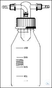 Flacon laveur Drechsel 500 ml, GL45, 2xGL14 avec olives en pp