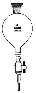 Separatory funnel globe shaped, boros. glass, with detachable PTFE- stopcock 1000 ml,...