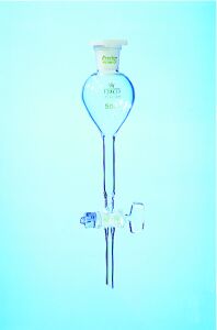 Separatory funnels, Gilson, (borosilicate glass 3.3) w. solid ST-stopc. plugs, bore 4 mm...