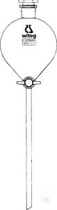 Scheidetrichter, kugelförmig, Borosilikatglas 3.3, mit NS-PTFE-Küken, PE-Stopfen, NS 19/26, 100...