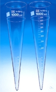 Sedimentiergefäße 1000ml Imhoff-Sedimentiergefäße, DIN 12672 o. Hahn, 1000 ml, grad., Marke bei...