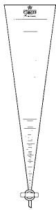 Sedimentation cones, Imhoff, 1000 ml, graduated 100 - 1000 ml : 50 ml, with needle valve