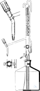 Autom. burettes, Pellet, 25ml:0,05 DIN-B, with PTFE-stopcock, w. lateral needle valve PTFE-needle...