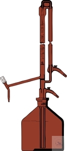 Universal automatic burettes, 50 ml:0,1 DIN-AS, lateral needle valve, PTFE-needle valve, amber...