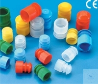 Push-in plugs, LDPE, for dispoable test tubes, Ø 15 -17 mm, neutral, ribbed  Case = 1000 pcs.