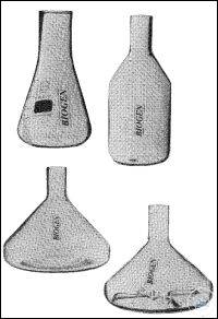 Triple battled Fernbach flasks, straight neck, cap. 1800 ml, 1 pcs.