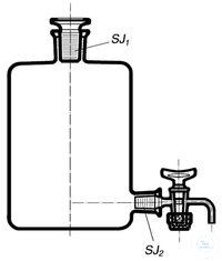 Flacons de clarification, 500 ml, H.165 mm, Ø- 89 mm, col NS 19/26, perçage du robinet 4 mm, tube...