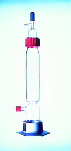 Calcium chloride tower, borosilicate glass, with thread cap gl. 45, needle valve stopcock, stable...