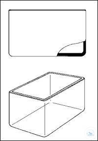 Aquariums, heavy walled, with roughly ground rim, L.200mm, W.150mm, H.200 mm, soda-glass