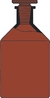 Bottles conical shoulder, narrow mouth, 50 ml, NS 14/15, amber, with PE-stopper, soda-glass