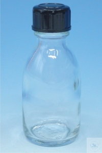 Enghals-Flasche 250 ml, DIN-Gewinde GL 22, komplett mit Schraubkappe und LDPE-Einlage, Klarglas...