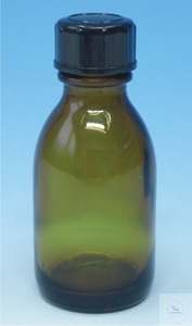 Enghals-Flasche 200 ml, DIN-Gewinde GL 22, komplett mit Schraubkappe und LDPE-Einlage, Braunglas...
