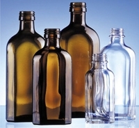 Meplatflessen, 50 ml, helder glas, DIN-schroefdraad, compleet met schroefdop, PU = 90 st.
