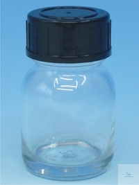 Weithals-Flasche 1000 ml, DIN-Gewinde GL 68, komplett mit Schraubkappe und LDPE-Einlage, Klarglas...