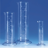 Messzylinder 25 ml NF SAN Messzylinder, niedere Form, graduiert, SAN, 25 ml, glasklar