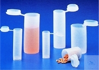 Probenbehälter mit angehängtem Verschluss, PE, 35 ml, ØA 31 mm, Höhe 74,5 mm, VE = 50 Stück