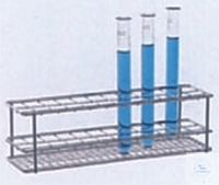 Reagenzglasgestell, 2 x 10 Plaetze, f. Reagenzglaeser Ø 16 mm, 210 x 50 x 70 mm, aus Stahl E-Poliert