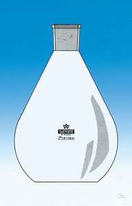 Flask, pear shaped, 100 ml, ST 19/26,  centered, Preciso, flat bottom