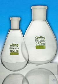 Flask, pear shaped, 250 ml, ST 29/32, centered, uncoated, 81 x 140 mm, pack = 10 pcs.