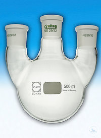 Rundkolben 500 ml drei Hälse MH NS 29/32 + zwei SH NS 14/23 gerade Rundkolben, 500 ml, drei...