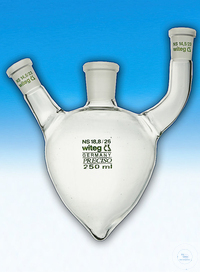 Flasks, pear shaped, side necks angled, 100 ml,  CN ST 19/26, SN ST 14/23