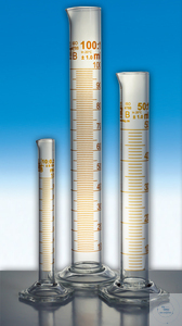 Messzylinder, H.F., Klasse B, 5 : 0,1 ml, hergestellt aus DURAN Komponenten, Sechskantfuß, VE =...