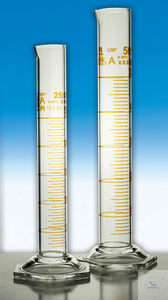 Messzylinder 50 ml Kl-A HF KB Ausguss 6K-Fuß USP