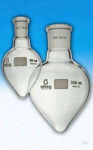 Flasks, pear shaped, 10 ml, NS 14/23, 33 x 70 mm, acc. to DIN 12383, Economy Pack = 10 pcs.